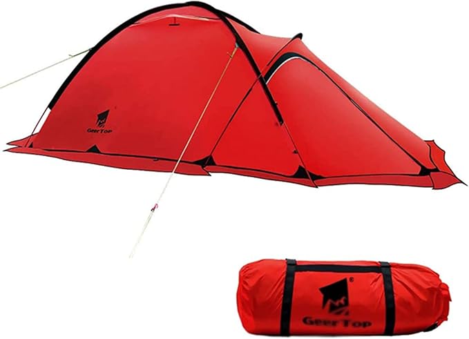 Portable 2 Person 4 Season Tent Waterproof Backpacking Tent Double Layer All Weather for Camping Hiking Travel Climbing Mountaineering - Easy Set Up (Color : Yellow, Size : Large)