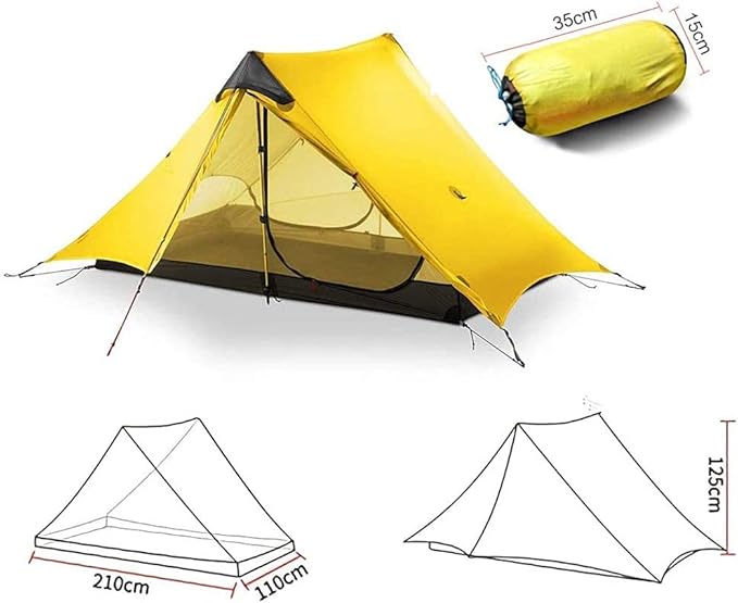 GeRRiT 2 Person Tents Camping Folding Camping Tent Outdoor Sun Shade Waterproof Double Layer Backpacking Tent 3-4 Seasons Easy Set Up for Outdoors Camping