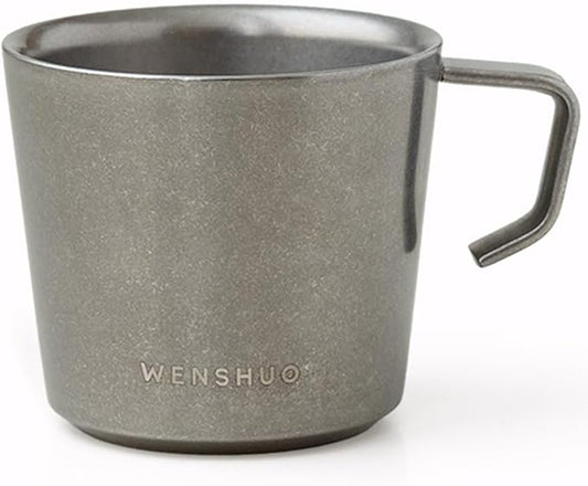 WENSHUO Outdoor Mug-8.4 (Double-Layer Vintage Metal-A, 8.8 fl oz)