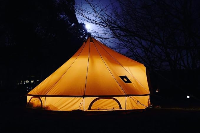 Bell Tent for Camping - Breathable Polycotton Canvas Yurt with Stove Jack, 4-Season Glamping Tent for 2-8 Person, Sturdy Shelter Family Camping & Backyard (10ft/13.1ft/16.4ft)