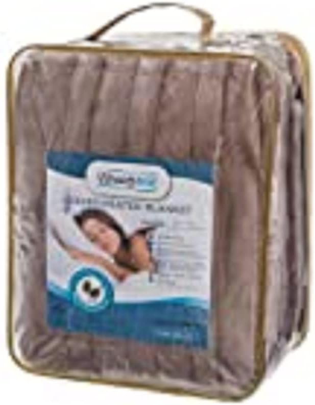 Beautyrest Heated Electric Blanket for Cold Weather, Fast Heating Heated Blanket, Auto Shut Off, Virtually Zero EMF, Multi Heat Setting, UL Certified, Grey Twin (84 inx62 in)