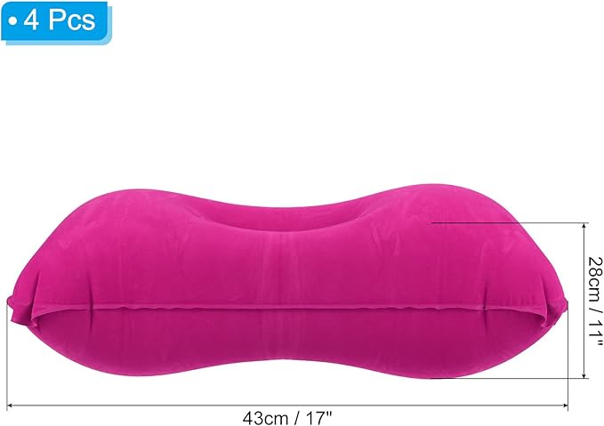 PATIKIL Inflatable Pillow, 4 Pack Ultralight Camping Travel Pillow Desk Rest Neck Support for Hiking Backpacking Office, Pink