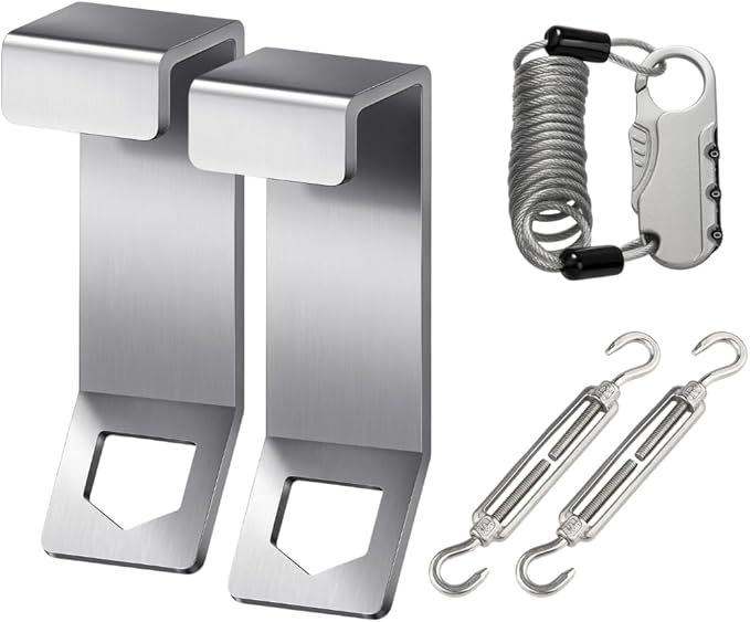 2-Pack Cooler Lock Bracket with Retractable Cable & Turnbuckle - Heavy Duty Stainless Steel Security Kit for Yeti/RTIC Tundra/Hopper Series Coolers