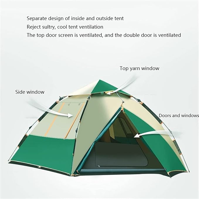Tents For Camping Beach Tents Hydraulic Automatic Double Deck Tent Thicken Anti-storm Camping Outdoor Tent Four Seasons Mountaineering Beach 3-4 Person Family Tents For Camping Hiking Traveling