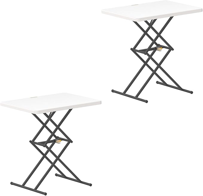 FanttikOutdoor 28 inch Quick Pop Up Table, One-Handed Height Adjustment, 3 Heights, No Assembly, Multi-Functional Personal Folding Table, TV Tray, Portable Dinner Table, 2-Pack, White Zeta X1 Pro