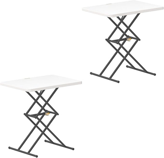FanttikOutdoor 28 inch Quick Pop Up Table, One-Handed Height Adjustment, 3 Heights, No Assembly, Multi-Functional Personal Folding Table, TV Tray, Portable Dinner Table, 2-Pack, White Zeta X1 Pro