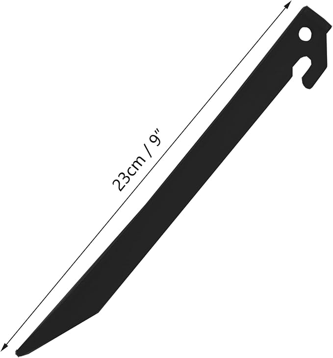 24 Pcs 9 Inch (225mm) Tent Pegs Plastic Spike Hook Awning Camping Caravan Visual Marker Outdoor Camping Inflatable Stakes Canopy (Black)