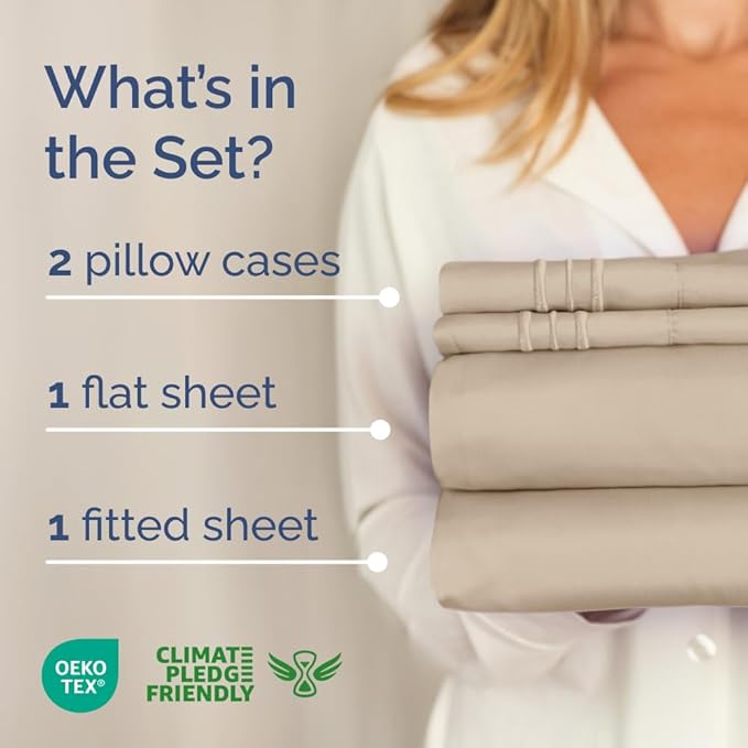 Full XL Bed Sheet - 4 Piece Full XL Bed Sheets Set - Soft, Breathable & Cooling - Hotel Luxury Bedding for Women, Men, Kids, Teens, Boys & Girls - Deep Pockets, Comfy, Fade and Wrinkle Free - Cream