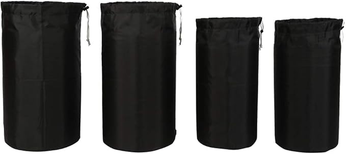 Ezek Stuff Sack 4 Pack 210D Polyester Oxford Ultra-Light Compression Durable Water-Resistant Drawstring Ditty Sleeping Bag Storage Sack, Backpacking Camping Travelling Hiking, Black.