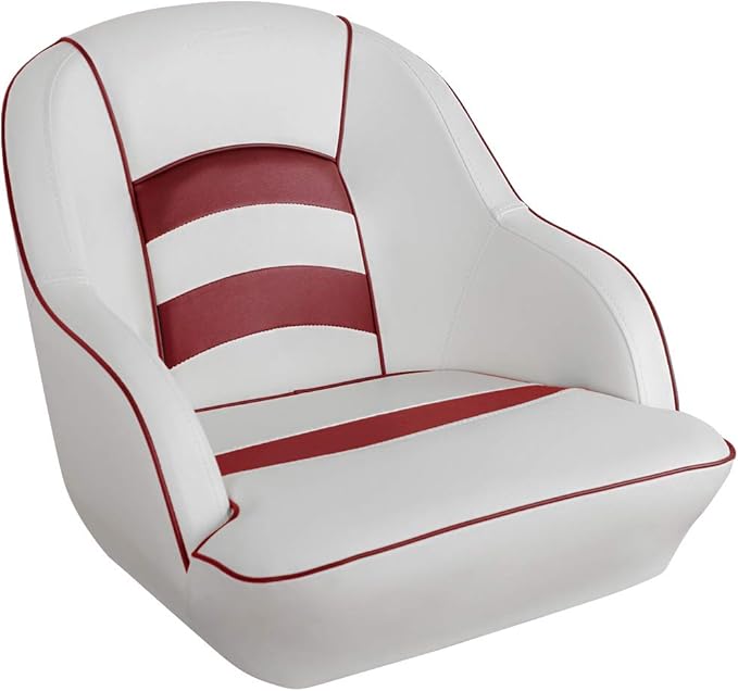 Bucket Pontoon Boat Seat (White/Red)