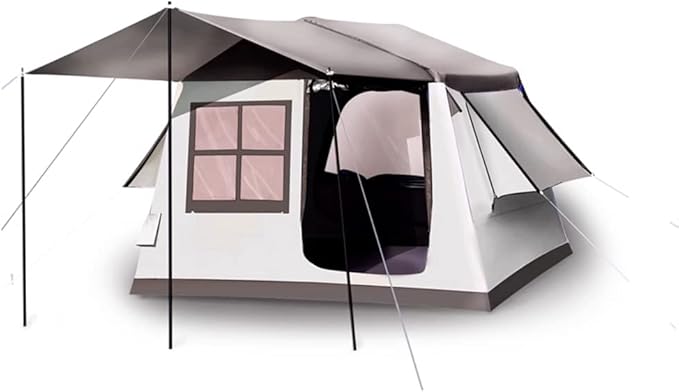 GeRRiT Inflatable Camping Tent with Canopy, Pump, Outdoor 4-5 Person Glamping Tents, 4 Season Waterproof Windproof House for Camping & Hiking