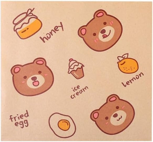 Paper Hamburger Bags 7 X 7 "50 Pieces, Food-Grade Oil-Proof Triangular Snack And Pastry Bags, Recyclable Packaging, Doughnut Sandwich Bread Food Packaging (Honey Bear)