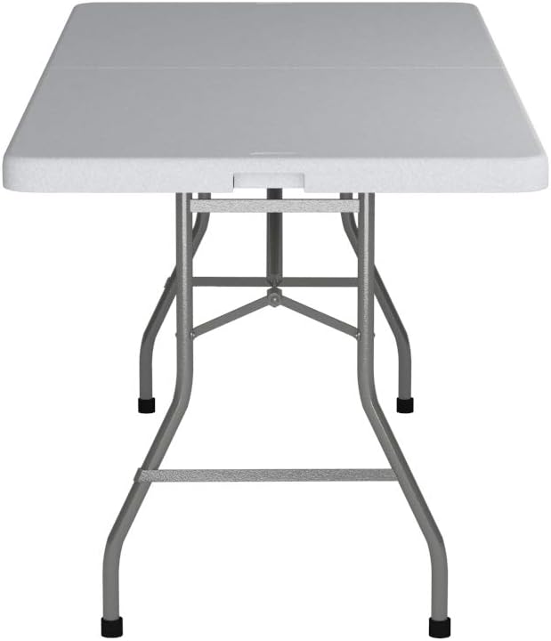 Office Star Resin Rectangle Center-Folding Portable Table for Picnics, Camping, and Tailgating, 6 Feet