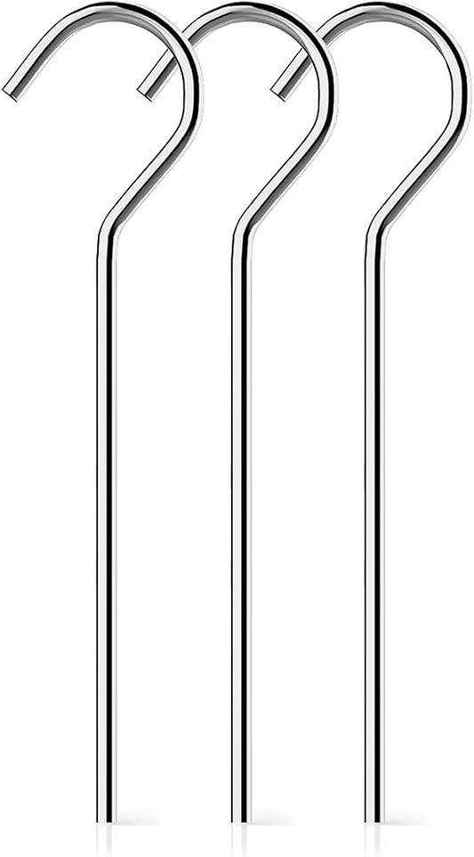 12 inch Heavy Duty Tent Pegs Metal Tent Stakes Canopy Stakes for Camping Landscaping Plant Support High Strength Camping Stakes Pack of 3