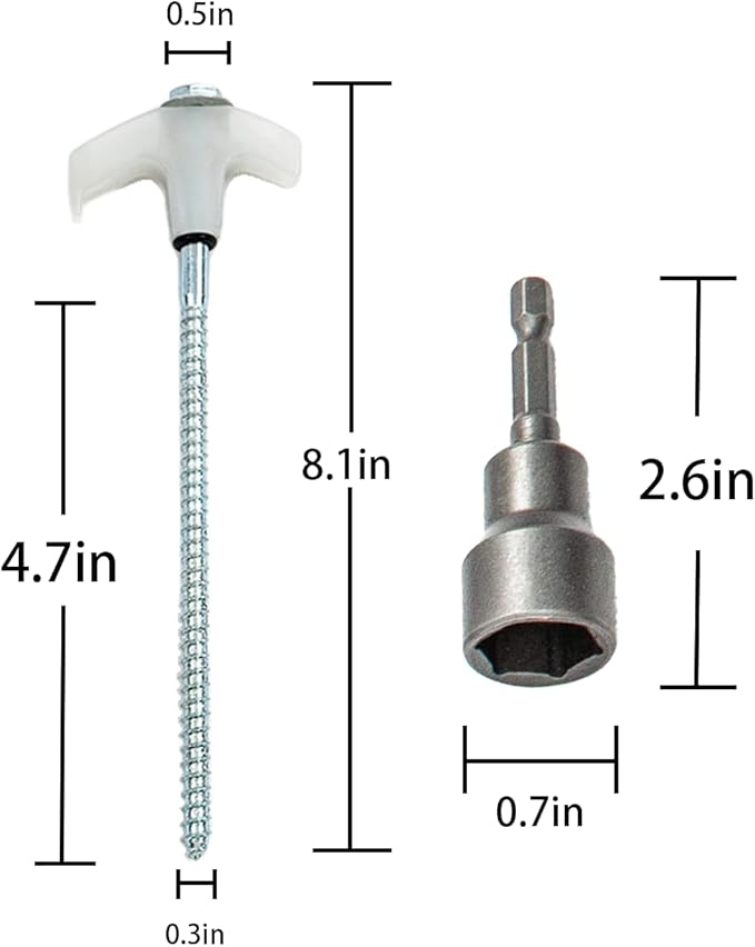 15 Pcs Super Heavy Duty Threaded Tent Stakes - Screw Style Glow-in-The-Dark Ground Anchor Pegs with 13MM Hex Drill Adapter and Storage Bag