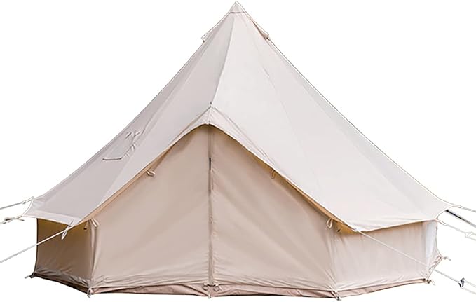 GeRRiT 4 Season Cotton Canvas Yurt Tent with Stove Jacks, 4M / 13ft Waterproof Canvas Bell Tent, Big Space Camping Yurt Style Tent for Family Camping Picnic