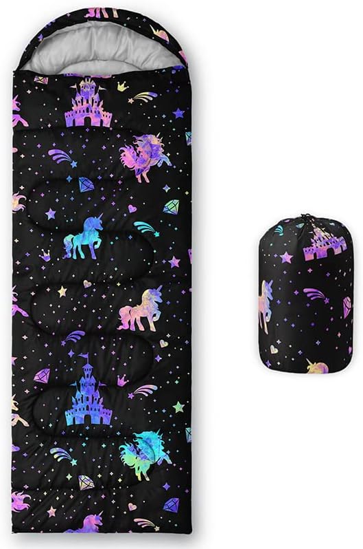 Kids Sleeping Bag for Boys and Girls,Mixed Color Star Dot-Lightweight Warm Portable Outdoor Indoor-Waterproof Cold Weather Resistant Sleeping Bag for Camping Hiking