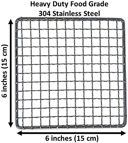 Portable Bushcraft Stainless BBQ Cooking Grill Grate, Bamboo Cutting Board, Burlap Bag, Mini Knife, Fire Starter Kits. Camping, Campfires, Backpacking, Hunting & Fishing Gear