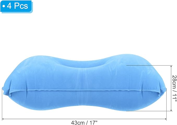PATIKIL Inflatable Pillow, 4 Pack Ultralight Camping Travel Pillow Desk Rest Neck Support for Hiking Backpacking Office, Blue