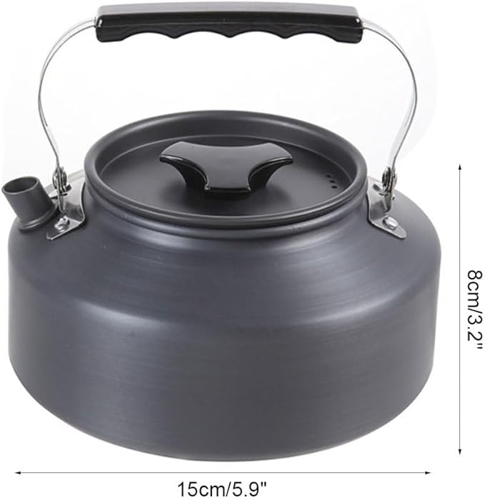 MiOYOOW Camping Kettle, 1.1L Aluminum Stovetop Tea Kettle with Anti-Scald Handle, Portable Coffee Pot for Outdoor Hiking Camping Picnic Traveling