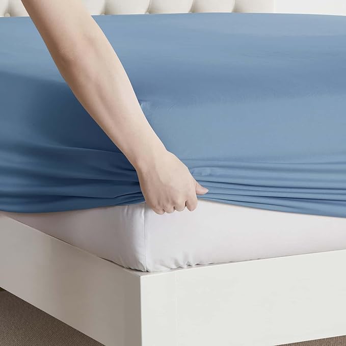 Clara Clark King Sheets, 6 Piece Set - Hotel Luxury Sheets for King Size Bed, Super Soft Bedding Set, King Size, Blue Heaven