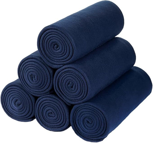 CAI TENG Fleece Throw Blankets Lightweight Warm Soft Kids Blanket Cozy Pet-Friendly Bulk Fleece Blanket Solid for Home, Bed, Sofa, Dorm, Office, Gifts, Outdoor (Navy, Pack of 6-50 x 60 inch)