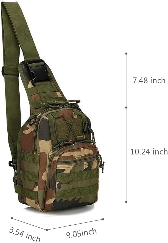 Viriber Tactical Backpack, Waterproof Military Cross-body Molle Sling Shoulder Backpack Chest Bag for Outdoor Every Day Carry Green Camo