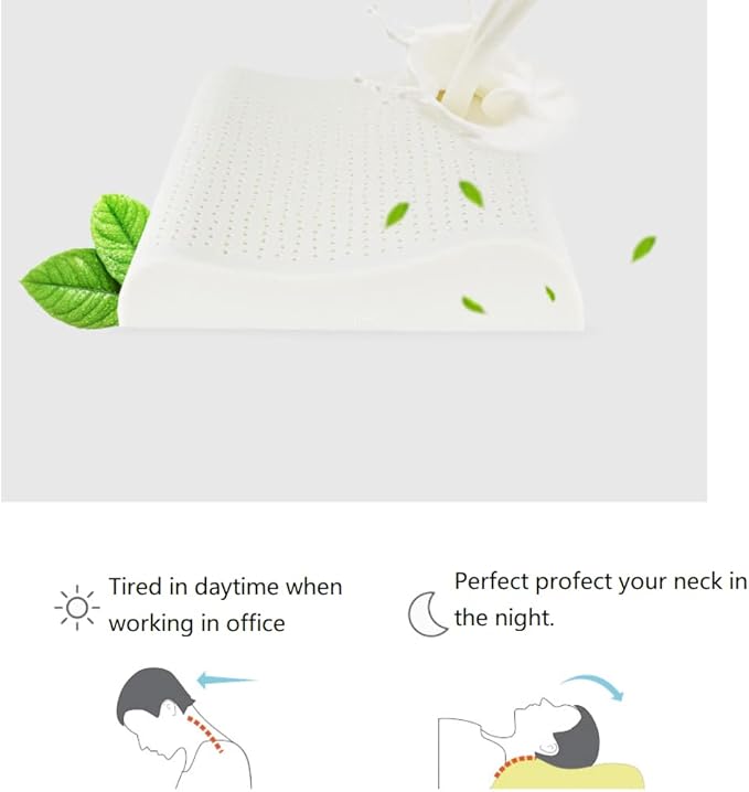 SUQ I OME Slim Sleeper - Thin Latex Pillow for Sleeping, Thin & Low Profile for Neck Pain, Stomach, Back Sleeper and Side Sleeper (L 24 x w 15.5 x 2.3/3.2 inch)