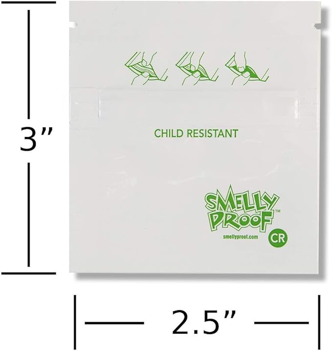 Child Resistant Bag Reusable Storage Bags, Washable, Durable 5-mils Thick, ChildProof Food Bags, Medication Storage, American Made, Non-Silicone, NO PEVA & BPA FREE- 2.5" x 3" XXS, 5pk