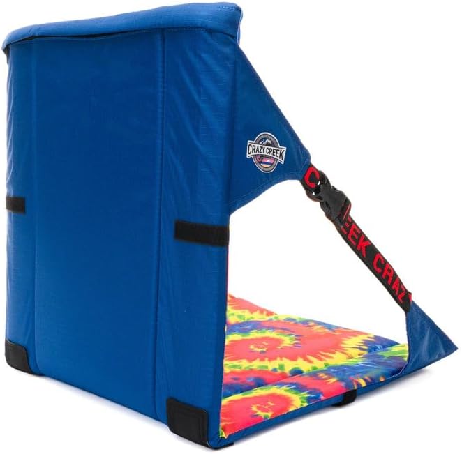 Crazy Creek Original Chair Perfect for Stadium Seats, Camping, Hiking & More, Comfort on All Terrains, Adjustable Straps, Lightweight Design, Water-Resistant Blue Tie Dye