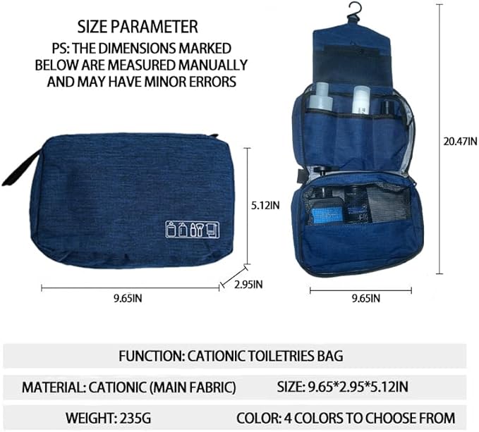 Travel toilet bag is used to store toiletries, with a large capacity storage hanging toilet bag (Navy blue)