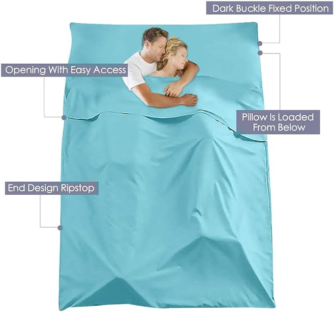 Sleeping Bag Liner, Lightweight Portable, Soft Travel and Camping Sheet, with Compact and Carry Bag, for Travel, Hotel