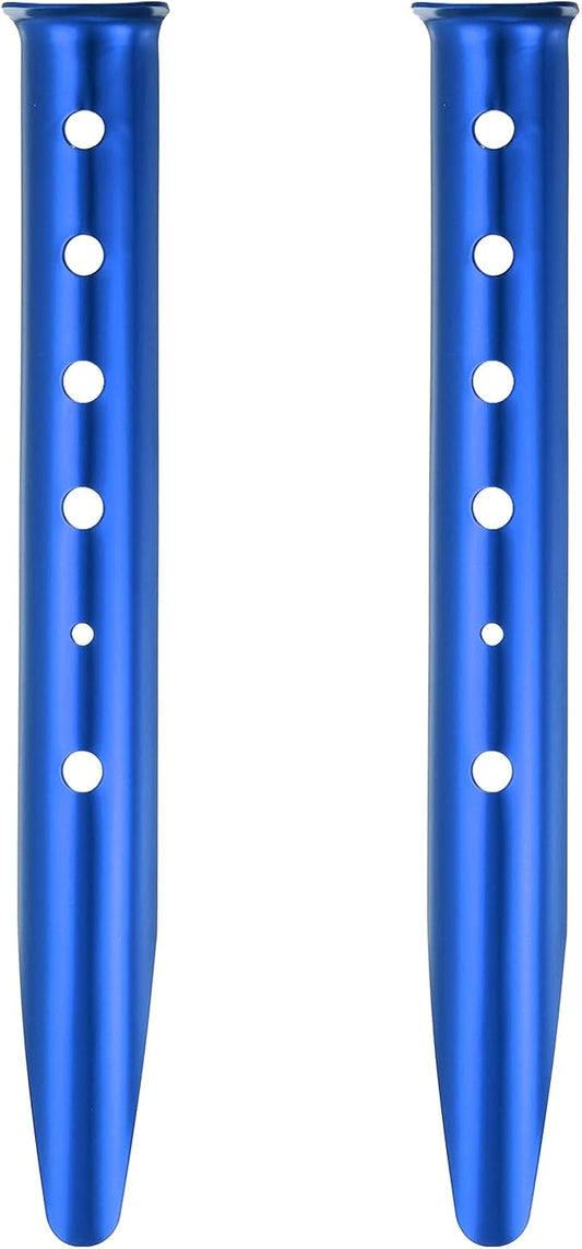 PATIKIL Aluminum Tent Stakes, 2 Pack Metal Camping Ground Pegs Camping Accessories Sand Stakes with 6 Holes for Tents Hammocks and Canopy, Blue
