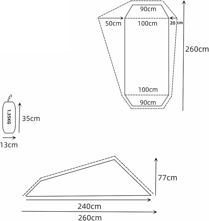 1 Person Tent Stormproof Proof Single Person Backpacking Tent for Outdoor Camping Hiking Army Green Earth Brown 260cm x 170cm x 77cm