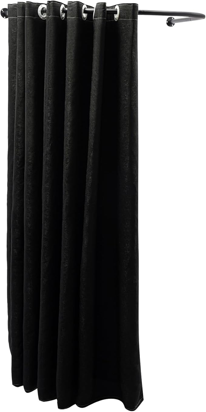U-Dressing Room Privacy Protection Changing Divider, Clothing Store Fitting Room for Boutique, Curtain Divider (U-Shaped-Black)