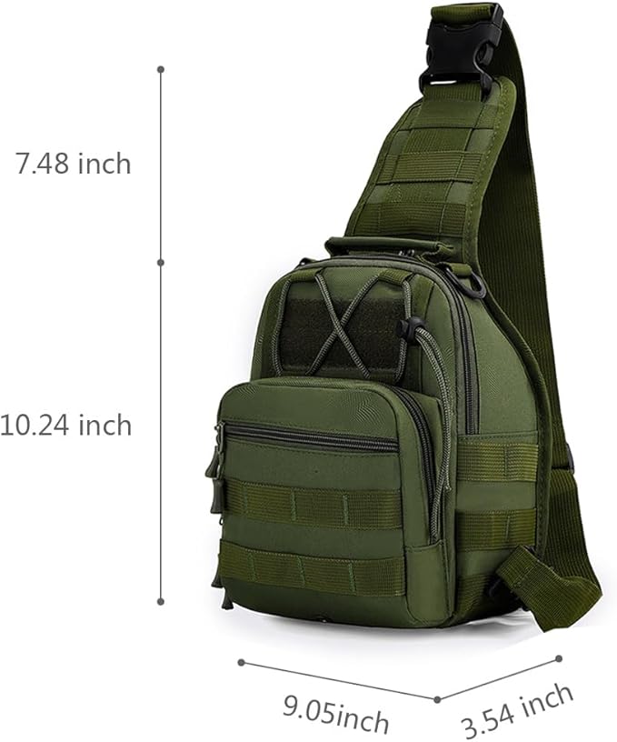 Viriber Tactical Backpack, Waterproof Military Cross-body Molle Sling Shoulder Backpack Chest Bag for Outdoor Every Day Carry Green