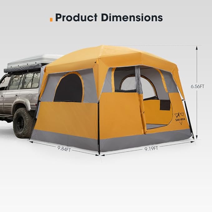 SanHima SUV Tent for Family Camping - Waterproof & Windproof SUV Tailgate Tent with Storage Bag for Van Jeep CUV Model Y, Up to 6-8 Person