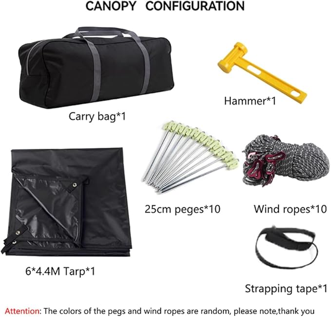 Instant Setup 19.69x14.44ft Blackout Camping Canopy UPF 50+ Sunshade Tarp Waterproof Rain Fly for Hiking, Hammock,Backyard,Tent Canopy