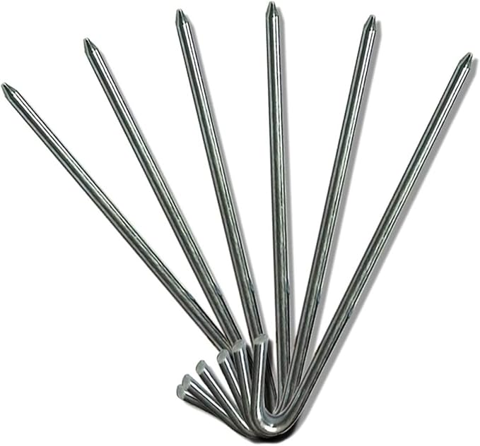 Steel Tent Stakes Heavy Duty Ground Stake, Metal Stakes to Anchor Commercial Inflatables, Outdoor Camping Canopy, Fence, Garden Tent Accessories, 1/2" Diameter x 18" Length, 4 Pack