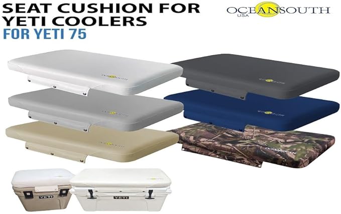 Oceansouth Seat Cushions for Yeti Coolers (Press Stud Fittings) (Camouflage, YETI 75) Camping yeti seat Cushion Handle Beach Chair ice Box chests and Coolers Foam Cooler Boat Seats