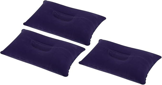 PATIKIL Inflatable Pillow, 3 Pack Squared Ultralight Camping Travel Pillow Desk Rest Neck Support for Hiking Backpacking Office, Dark Purple