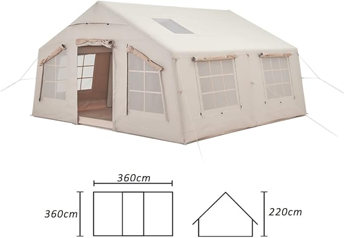GeRRiT Outdoor Inflatable Camping Tent with Air Pump, 13m2 Glamping Tents, Easy Setup 4 Season Windproof House for Fishing, Camping & Hiking,480 X 360 X 250cm