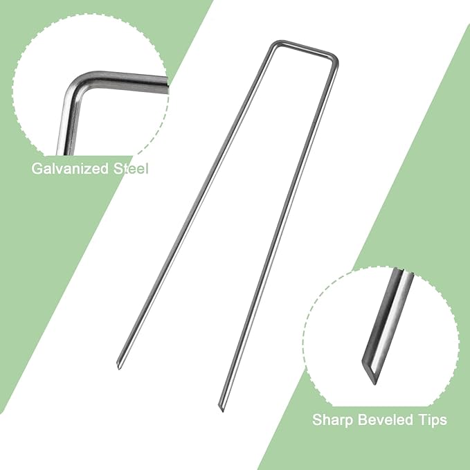 75 Pack Heavy Duty Galvanized Tent Stakes, 6 Inch U-Shaped Stakes for Secure Tents and Canopies, Suitable for Camping and Lawn Events