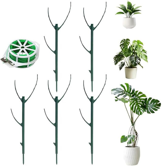 5 Pack Stackable Monstera Plant Support, Garden Plant Stakes for Indoor Outdoor Plants, Climbing Plant Support Structures Moss Pole Monstera Plant Holder Sticks Support Tall Potted Plants (5 Pack)