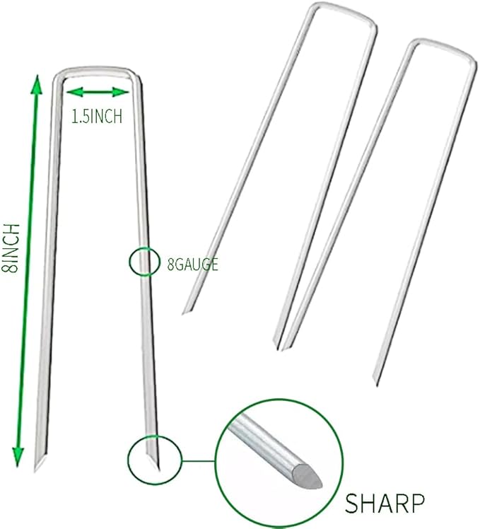 8 Gauge Ground Staples 8 Inch Landscape Staples 30Pack Lawn Landscaping Sod Ground Barrier Cover Wire Heavy Duty U Stakes Pins