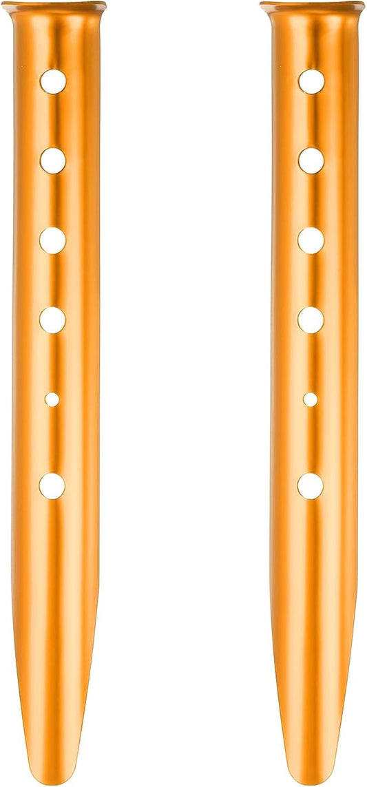 PATIKIL Aluminum Tent Stakes, 2 Pack Metal Camping Ground Pegs Camping Accessories Sand Stakes with 6 Holes for Tents Hammocks and Canopy, Gold Tone