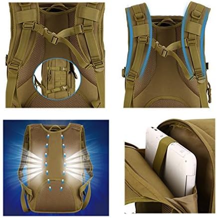 YNFT Tactical MOLLE Backpack for Men Women, 40L Large Military Daypack 3 Day Assault Pack Bug Out Bag for Work Gym Hiking Fishing Camping Hunting (Brown)