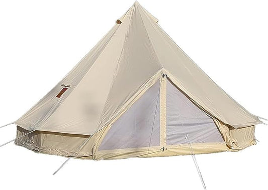 UNISTRENGH Luxury 4 Season Waterproof Cotton Canvas Bell Tent Large Glamping Tent Yurt Teepee with Roof Stove Jack Hole for Camping Hiking Christmas