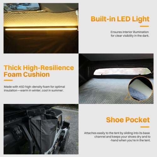Rooftop Tent Hard Shell Roof Top Tent Hardshell Suitable for Jeep SUV Truck Van,Camping Car Roof for 2-3 Person