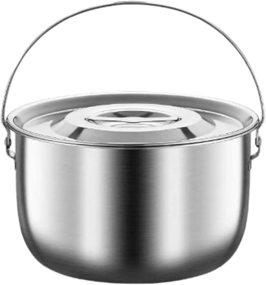 Cooking Pot Stainless Steel Camping Pot Kitchen Accessories with Handle and Lid Portable for Cooking Commercial Party Kitchen, 3.0L